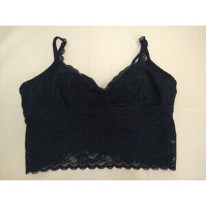 Gilly Hicks Size Medium Navy Blue Lace Floral Bralette Intimates Tank Crop